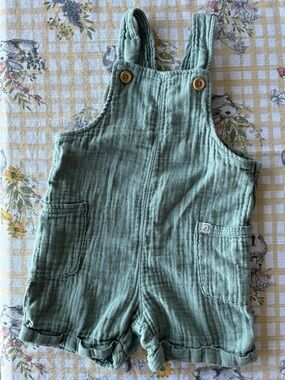 Little Planet by Carter’s Organic Cotton Gauze Shortalls Spring Moss Green 2T